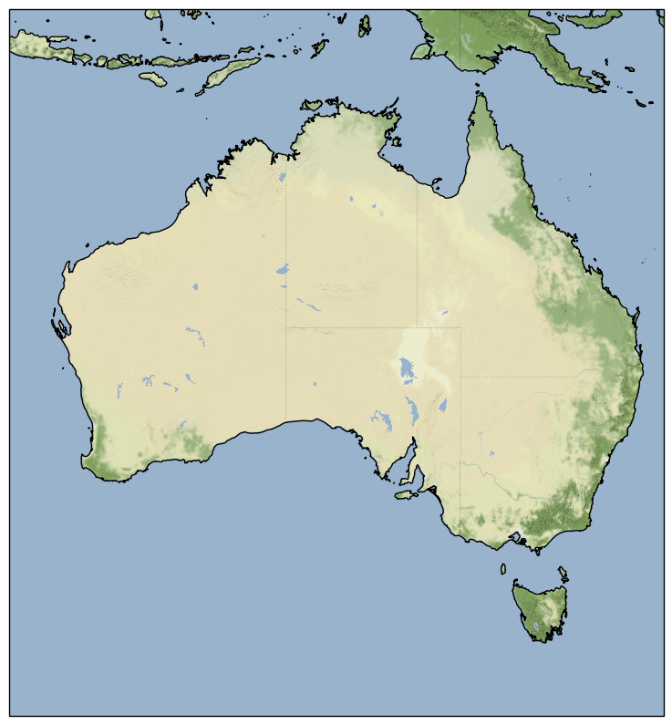Cartopy Stamen Tile Australia Example